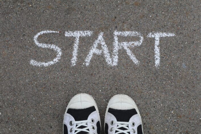 "Start" writing on the floor