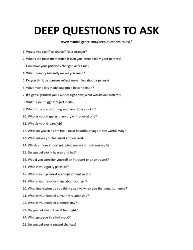 77 Deep Personal Questions to Ask (Know them Better)