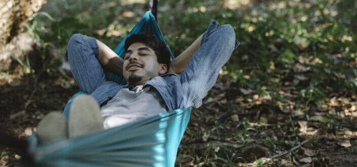Man enjoying the hammock.