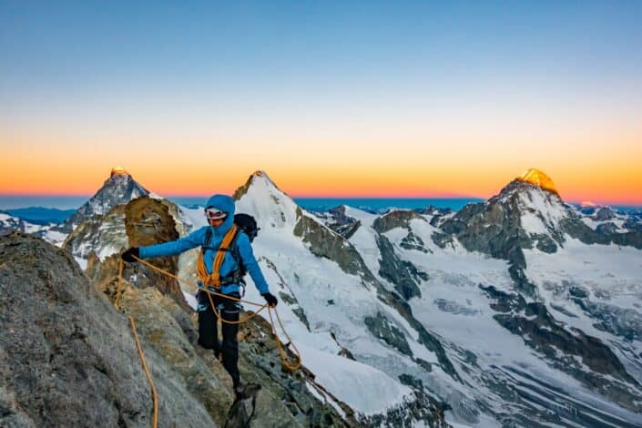 Man at the top of mountain