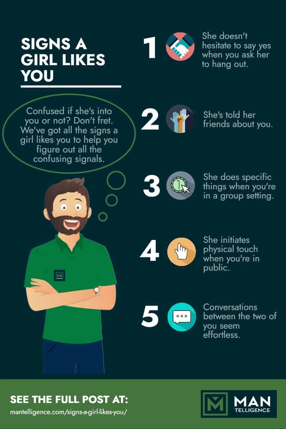 Signs A Girl Likes You - infographic