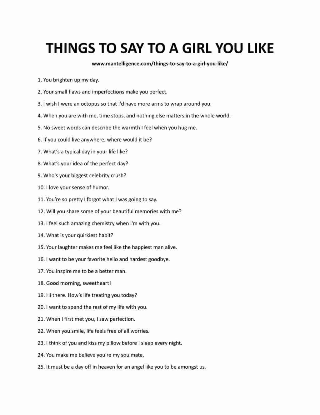 Downloadable list of things to say