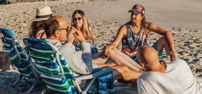 People talking on beach side