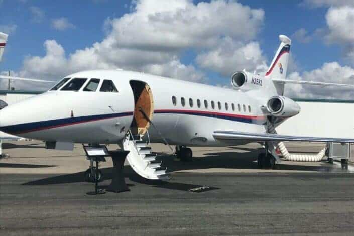 Private jet park in a runway
