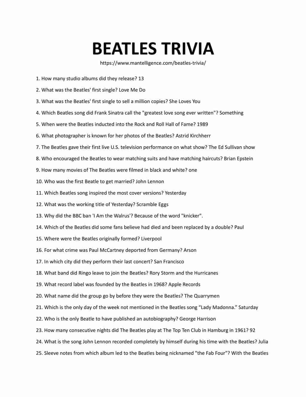 Top 20 Interesting Beatles Trivia Everything You Need To Know