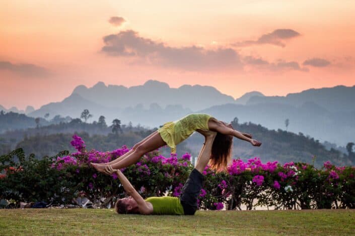 Couple doing yoga together