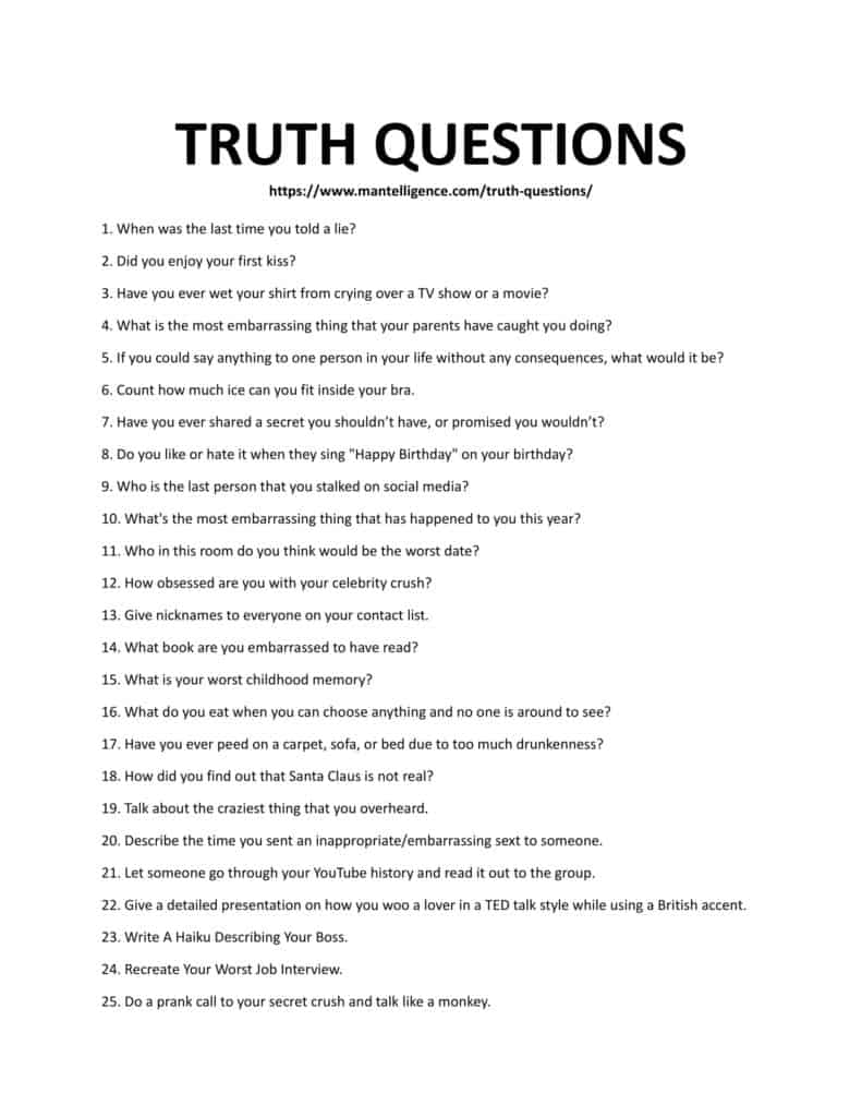 59 Good Truth Questions - Fun, and hard to answer.