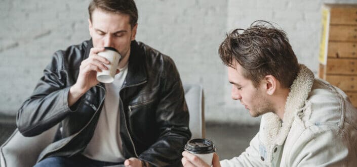 two guys while on a coffee break