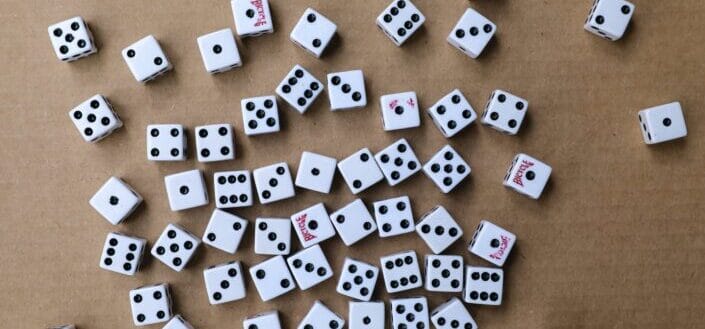 Pieces of white dice