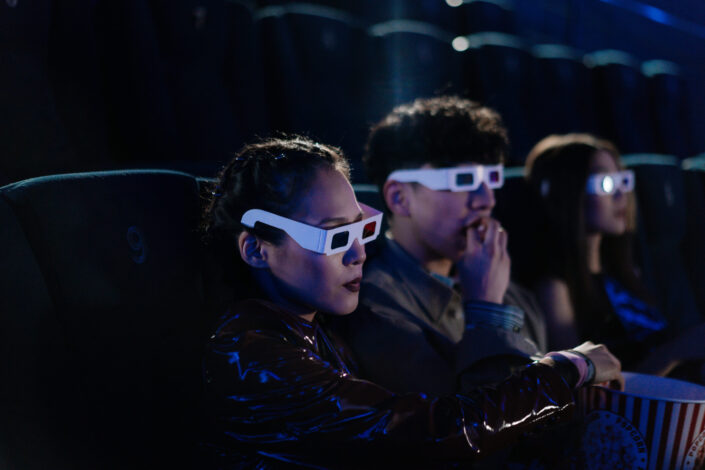 Woman Wearing 3d Glasses With Her Friends