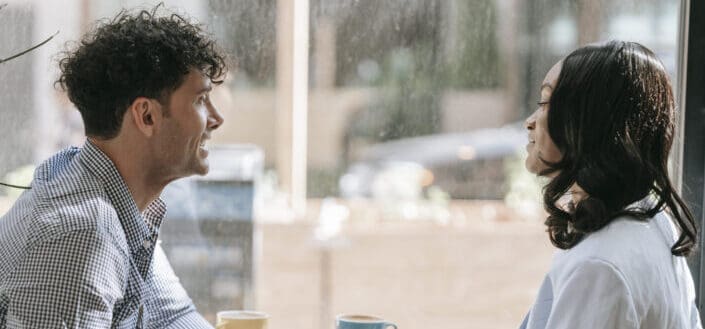 Couple having a date in a cafe