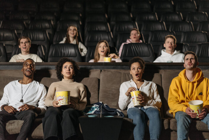 group of friends watching movie