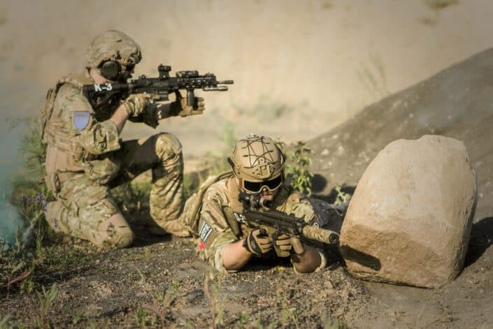 Two soldiers ready to shoot