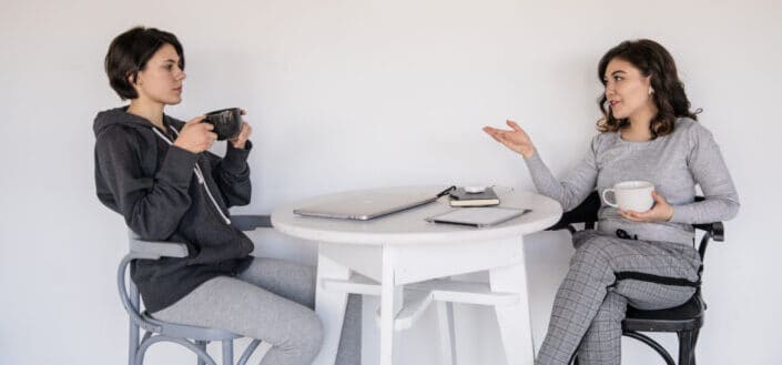 Women talking while having their coffee