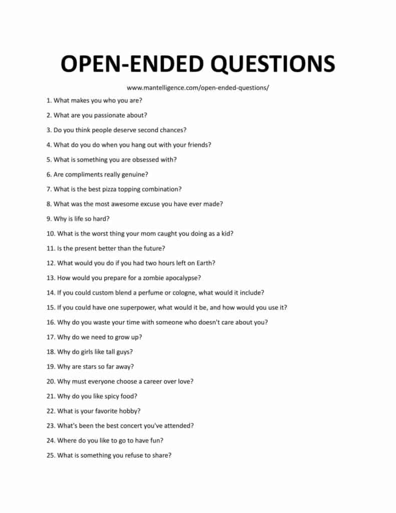 open ended questions examples for essays
