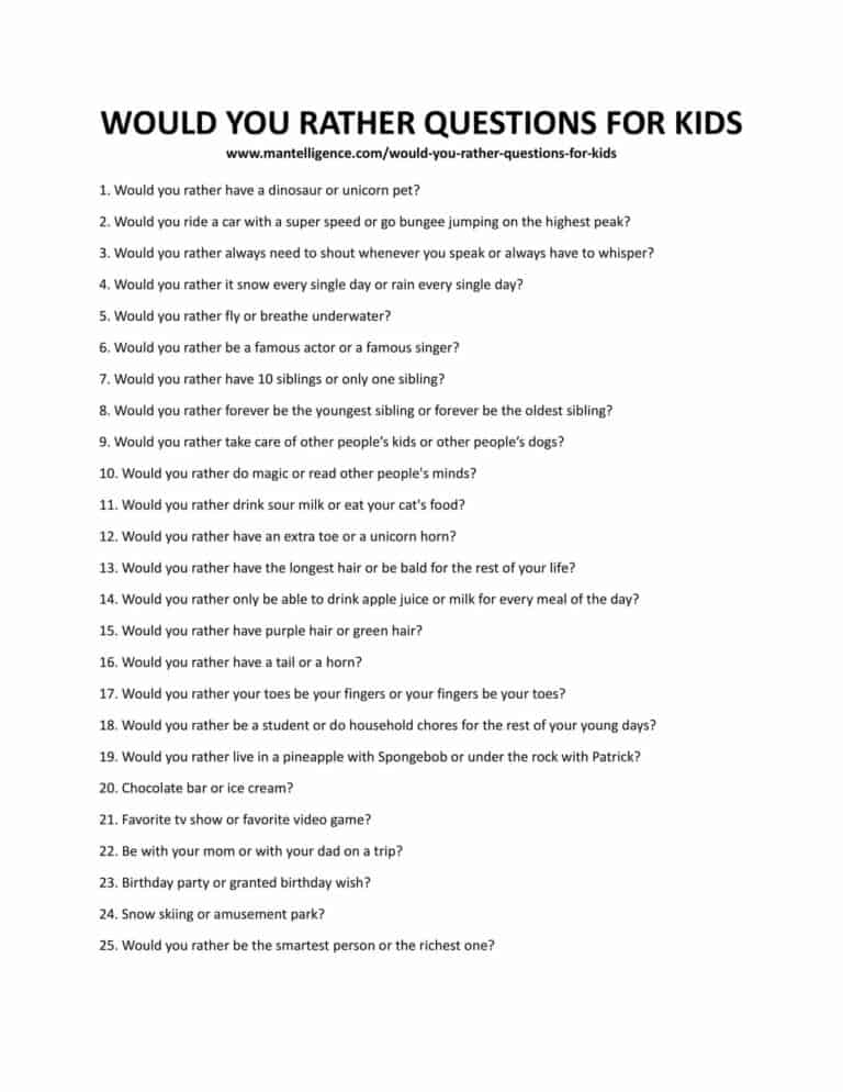 29 Would You Rather Questions For Kids (Fun, Funny, Gross)