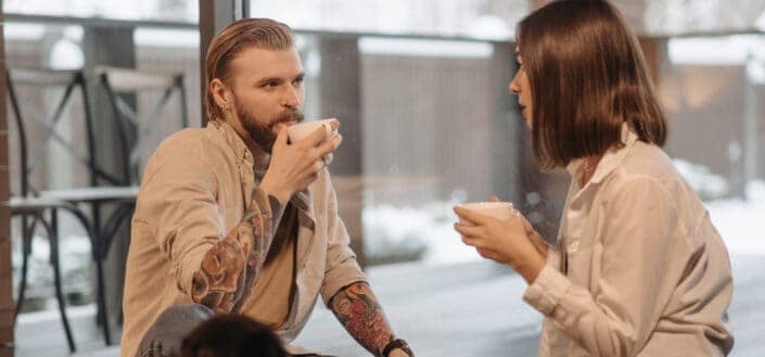 Man and woman having a serious conversation