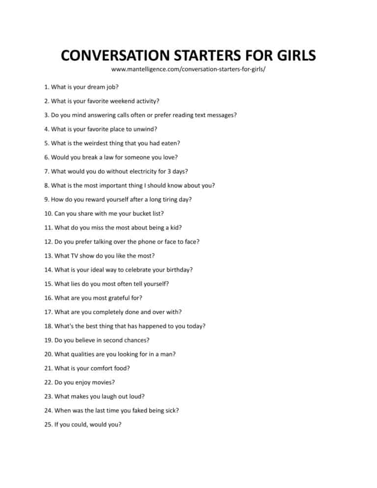 20+ Easy Conversation Starters For Girls (For: Text, Online, or IRL)