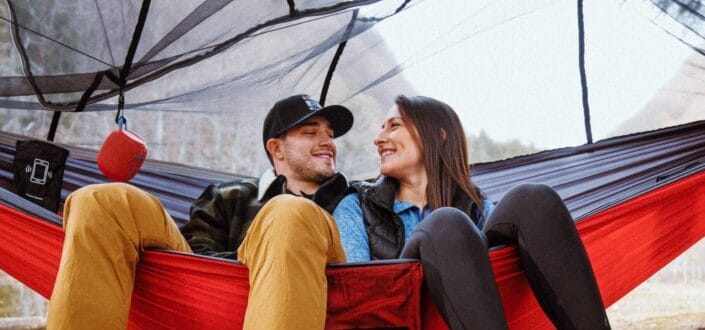 Couple enjoying the hammock together.