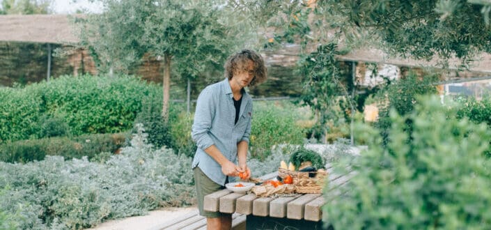 Man preparing his healthy foods.