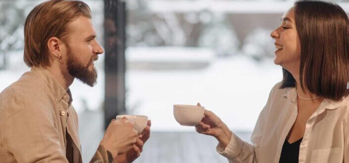 Beautiful Couple Drinking Coffee