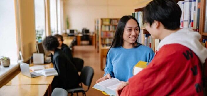 friends Talking Inside the Library