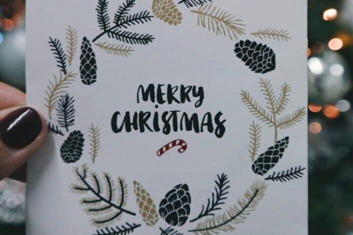 Christmas card with wreath design