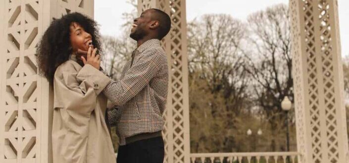 couple Inside a Rotunda in a Park