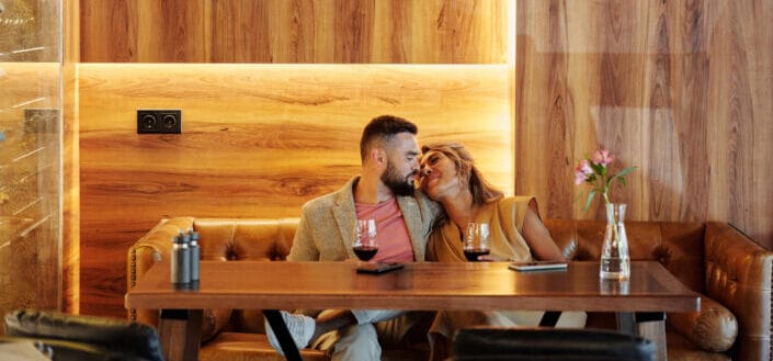 Couple having sweet moments while on a date