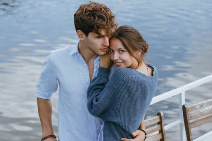 Sweet couple chilling on a seaside