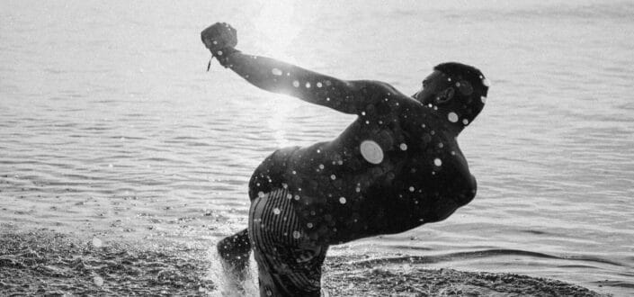 Man doing some routine in the water.