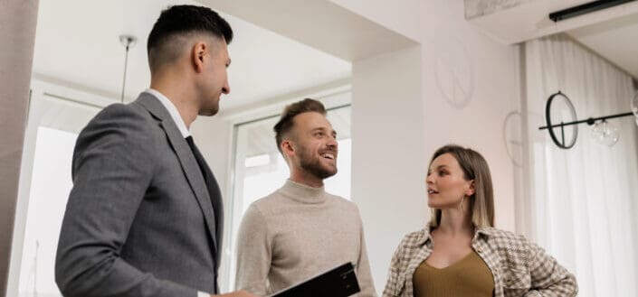 Man talking to clients