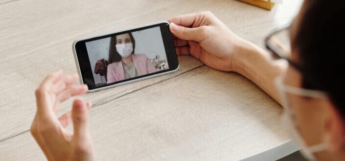 Man Having A Video Call On His Phone