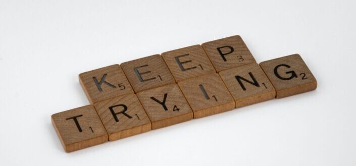 Scrabble Tiles Spelling Out Keep Trying