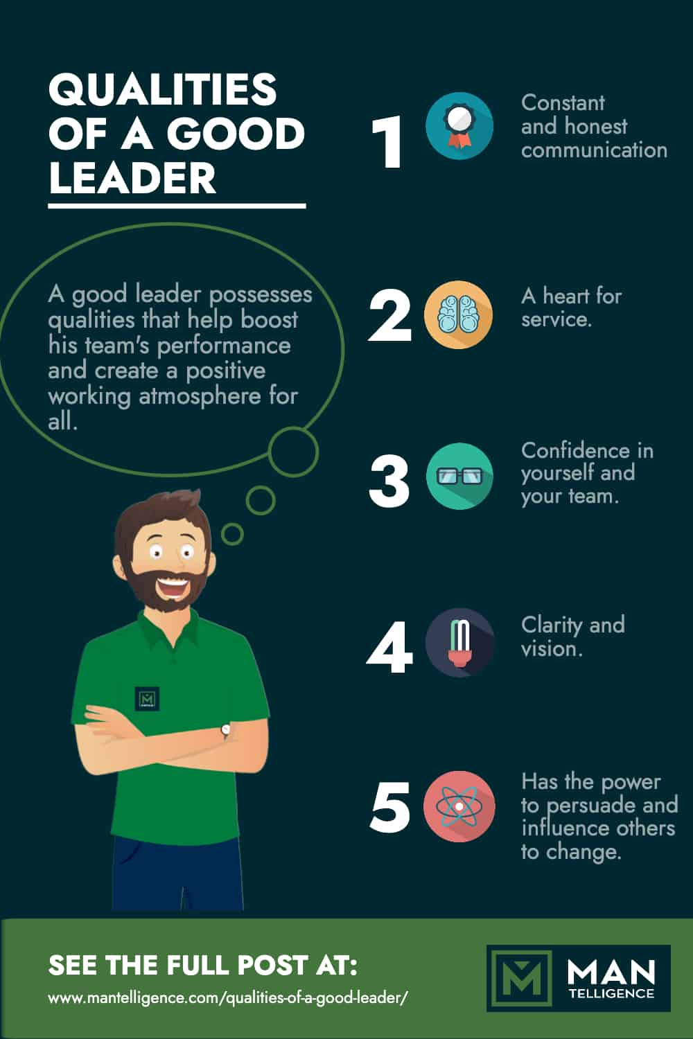 Qualities of a good leader - Infographic