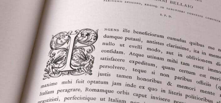 Close up shot of text on a book