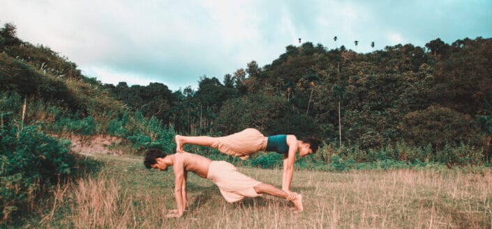 Coupe doing yoga