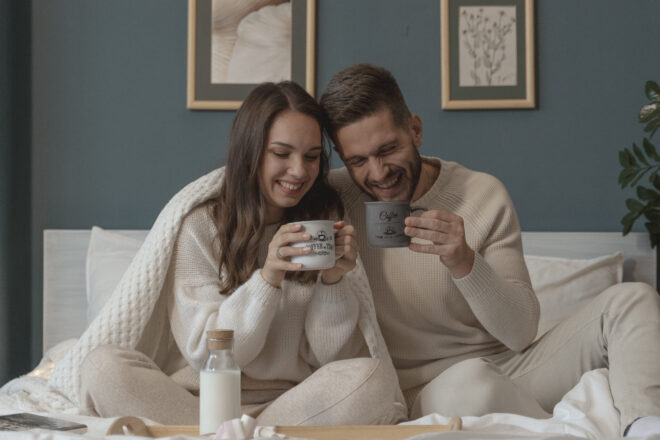 couple-smiling-while-having-their-breakfast-in-bed-stockpack-pexels - math pick up lines - main