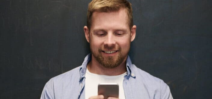 man using smartphone