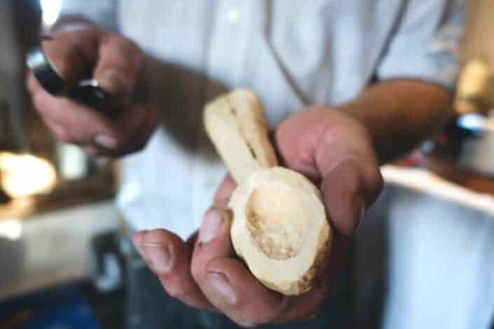 Spoon carving in a workshop.