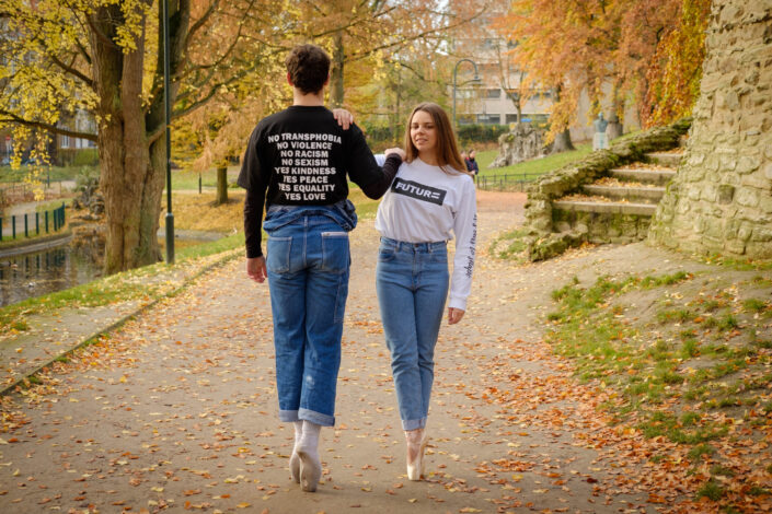 Woman and man doing ballet dance