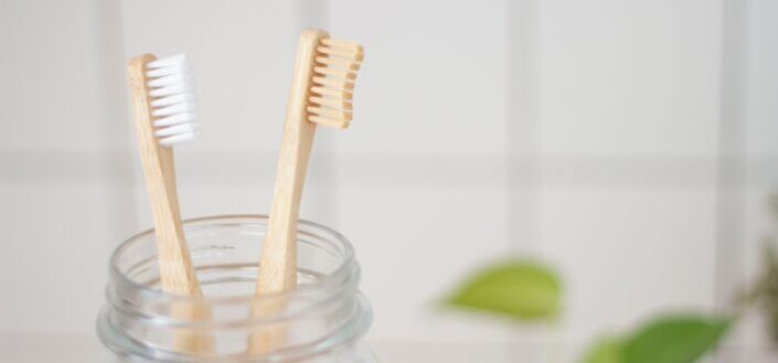 Bambu eco toothbrush in a glass bottle