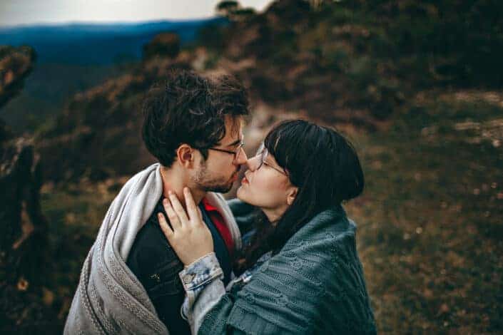 Couple about to kiss.