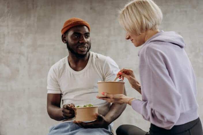 Man And Woman Eating Healthy Foods