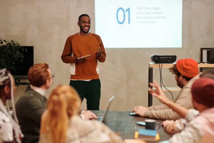 Man presenting in a meeting