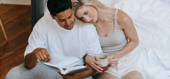couple enjoying the book together