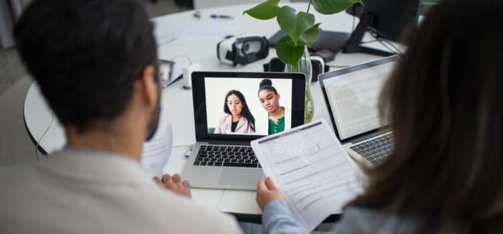 People doing an online job interview