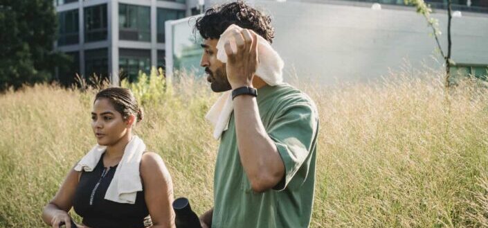 couple jogging while having conversation