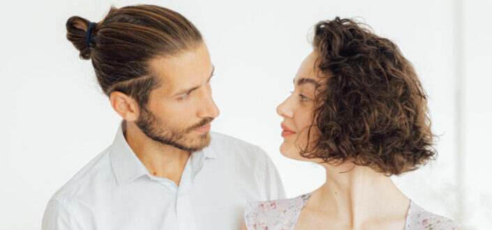 Couple staring at each other