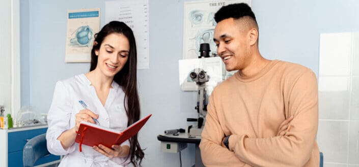 female doctor talking to a patient